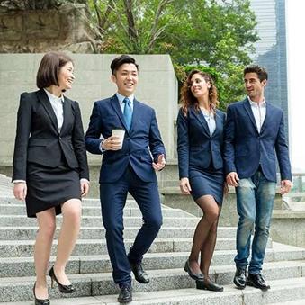 business people on steps